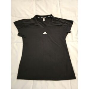 Adidas AEROREADY Black Short Sleeve Athletic Top Women's Small V-Neck